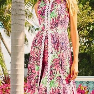 Lilly Pulitzer Pink and Green Floral Maxi Dress/ Vest.